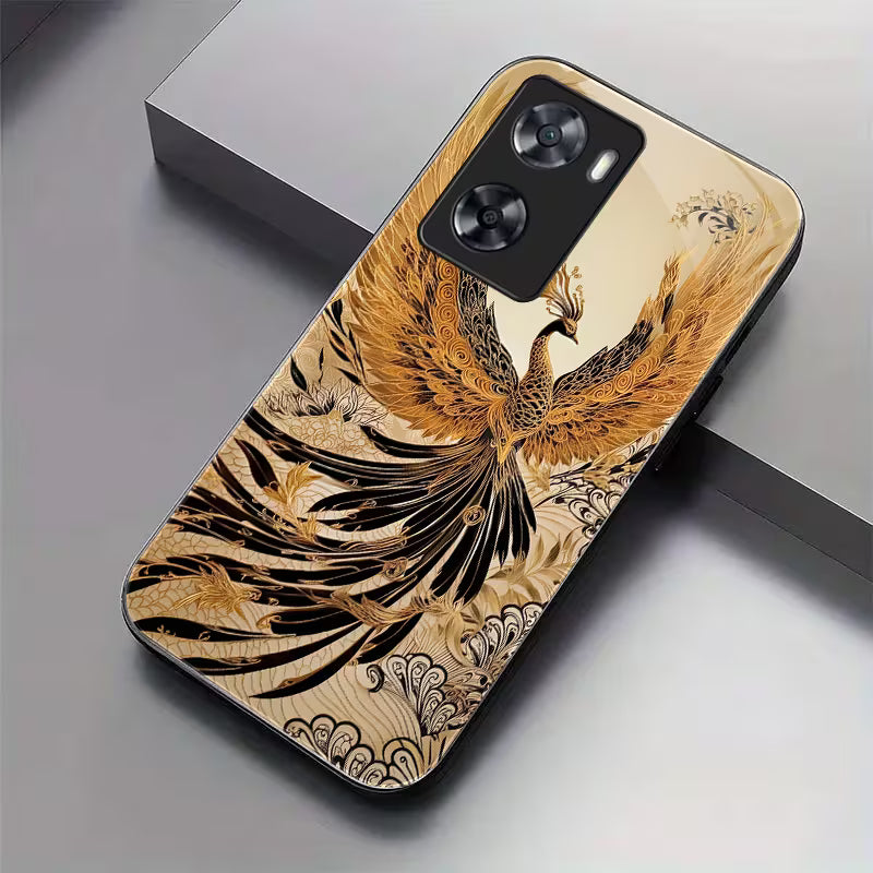 Bird Print Glass Back Phone Case for OPPO A77 4G / A57s / A57 4G – Stylish & Durable Protective Cover