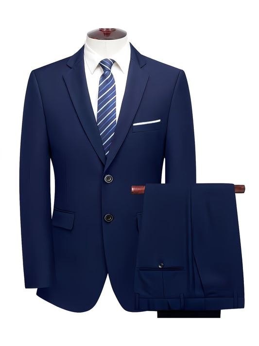 Men’s 2-Piece Suit Set – Stylish Jacket & Trousers for Weddings, Parties & Formal Events