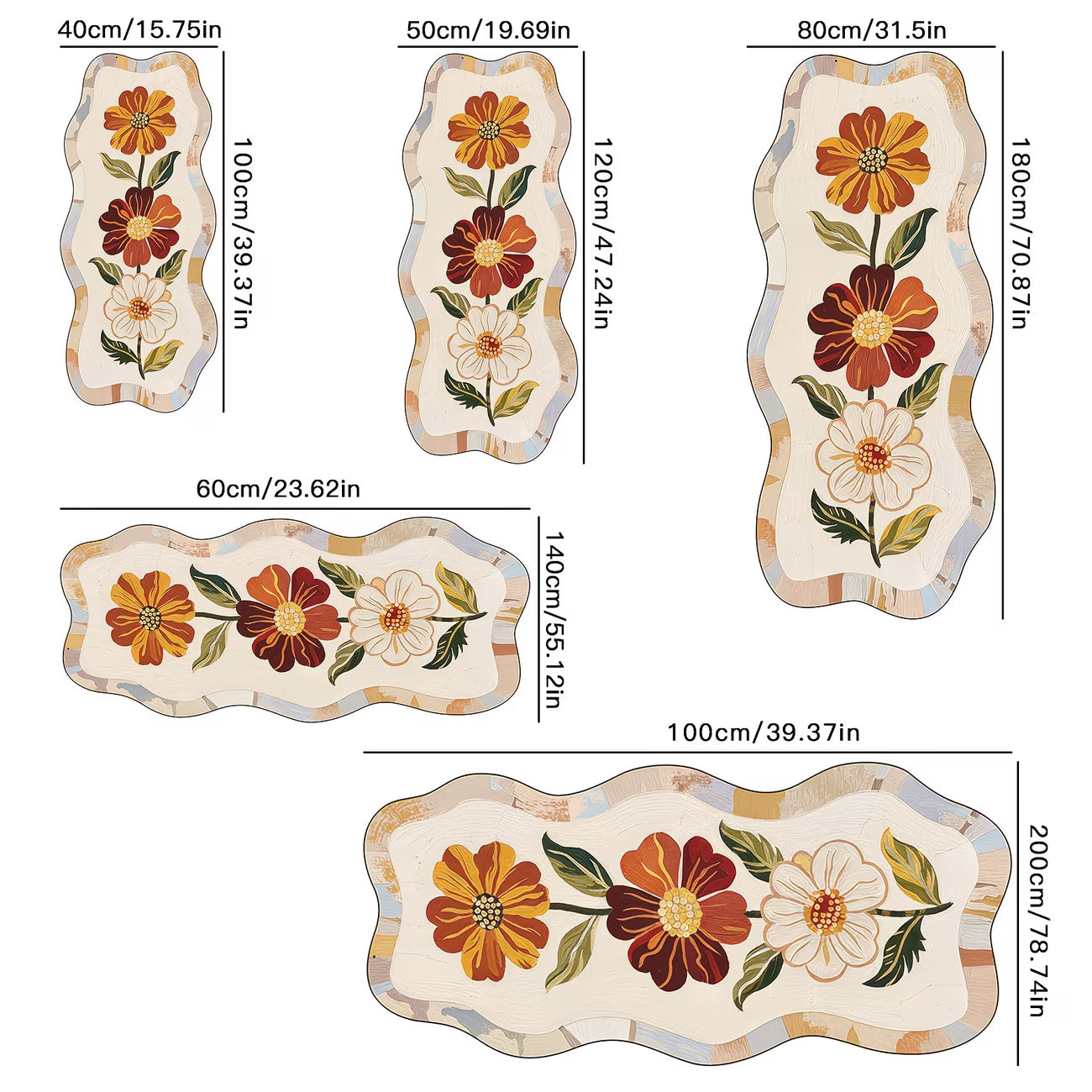 Luxury French Vintage Floral Bedside Mat – Plush Irregular Shape Runner (1.8m+)