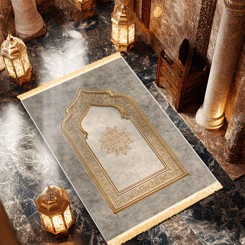 Luxury Thick Prayer Mat with Tassels – Slip-Resistant & Foldable