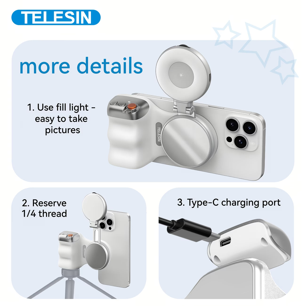 Magnetic Mobile Phone Camera Shutter Handle – DSLR-Style Grip with Wireless Button & Tripod Stand