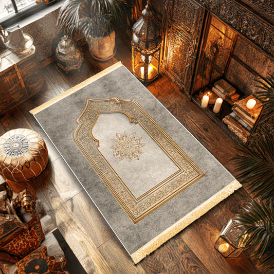 Luxury Thick Prayer Mat with Tassels – Slip-Resistant & Foldable