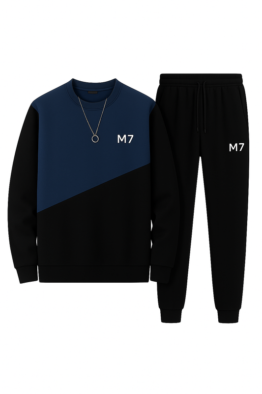 Modern Black Navy M7 Streetwear Tracksuit Set