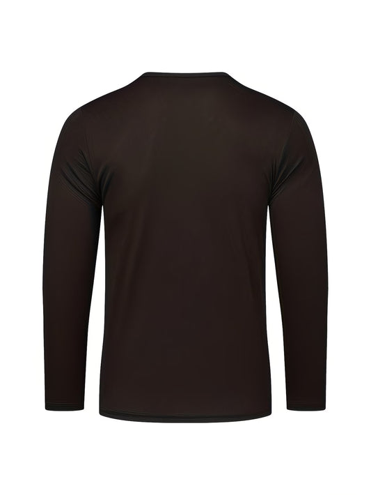 Set of 3 Men’s Long-Sleeve T-Shirts – Breathable Polyester with Paris Print, Regular Fit