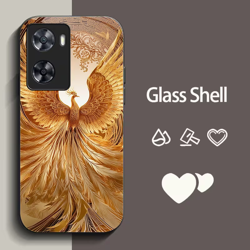 Bird Print Glass Back Phone Case for OPPO A77 4G / A57s / A57 4G – Stylish & Durable Protective Cover