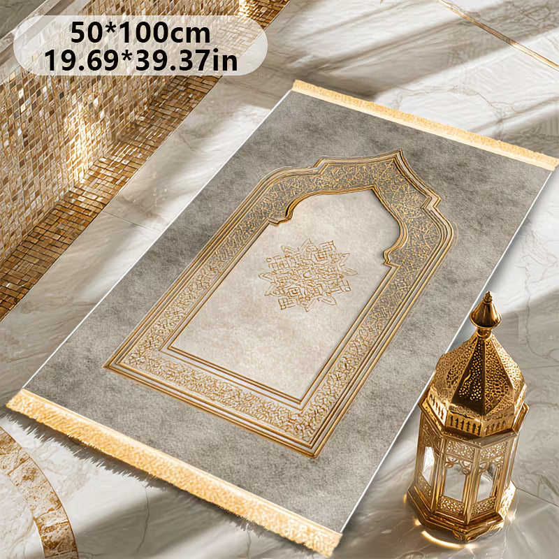 Luxury Thick Prayer Mat with Tassels – Slip-Resistant & Foldable