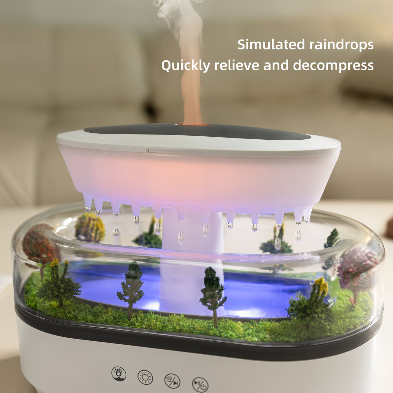 BABIQT Aroma Diffuser & Humidifier – Essential Oils, 7-Color LED, Raindrop Music & Home Decor