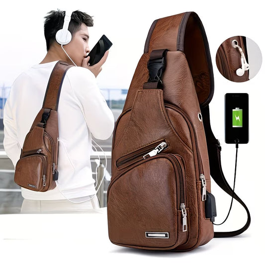Men’s Vintage Multi-Layer Chest Bag – Large Capacity Casual Crossbody Bag