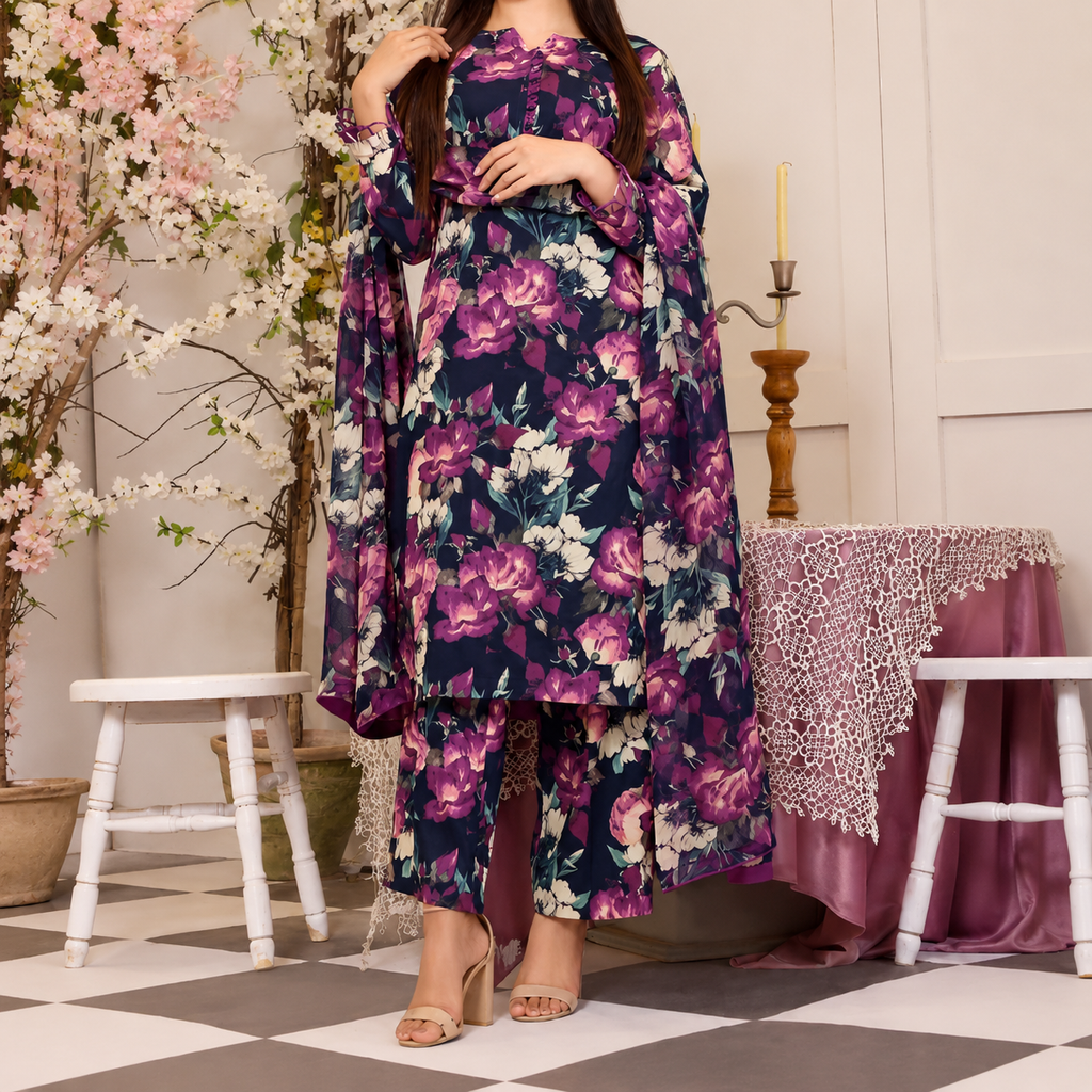 Digital Printed 3 Piece Swiss Lawn With Organza Dupatta Collection 03 (unstitch)