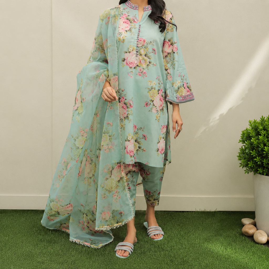 Digital Printed 3 Piece Swiss Lawn With Organza Dupatta Collection 01
