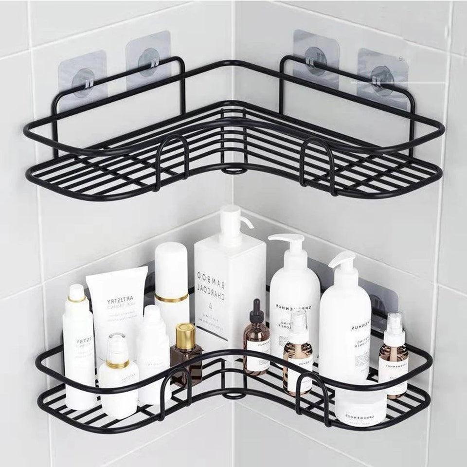 Stainless Steel Corner Bathroom Shelf Black