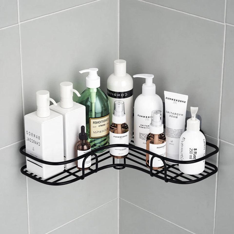 Stainless Steel Corner Bathroom Shelf Black