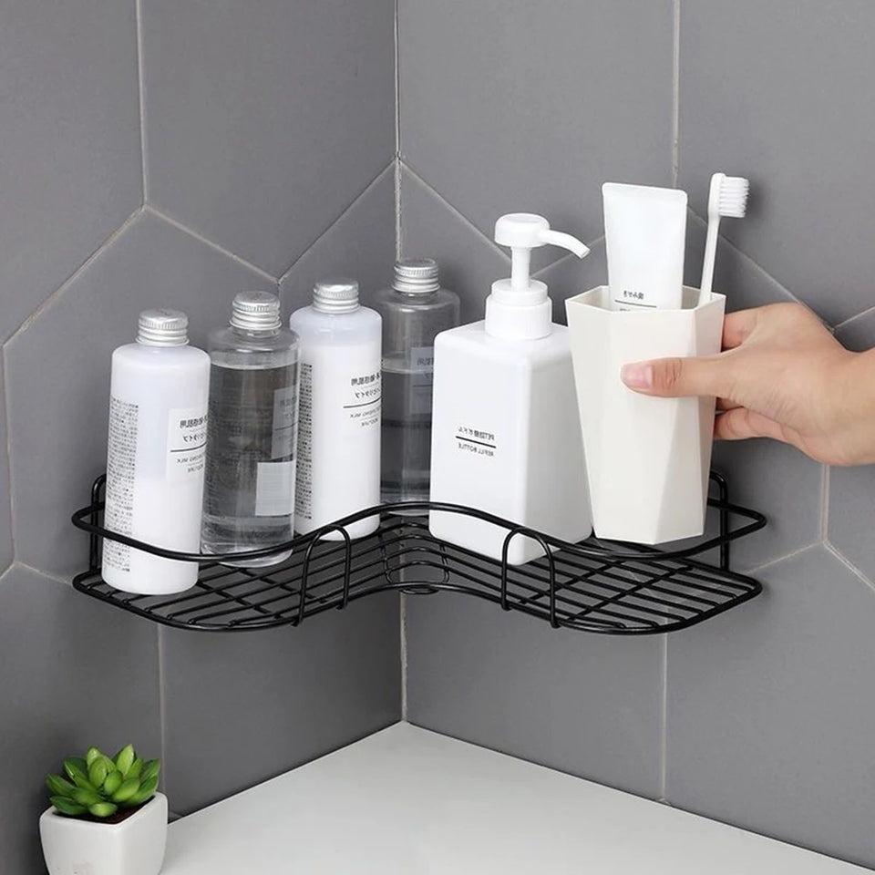 Stainless Steel Corner Bathroom Shelf Black