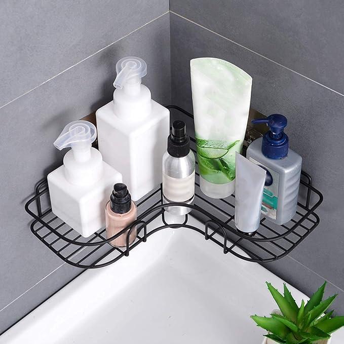 Stainless Steel Corner Bathroom Shelf Black