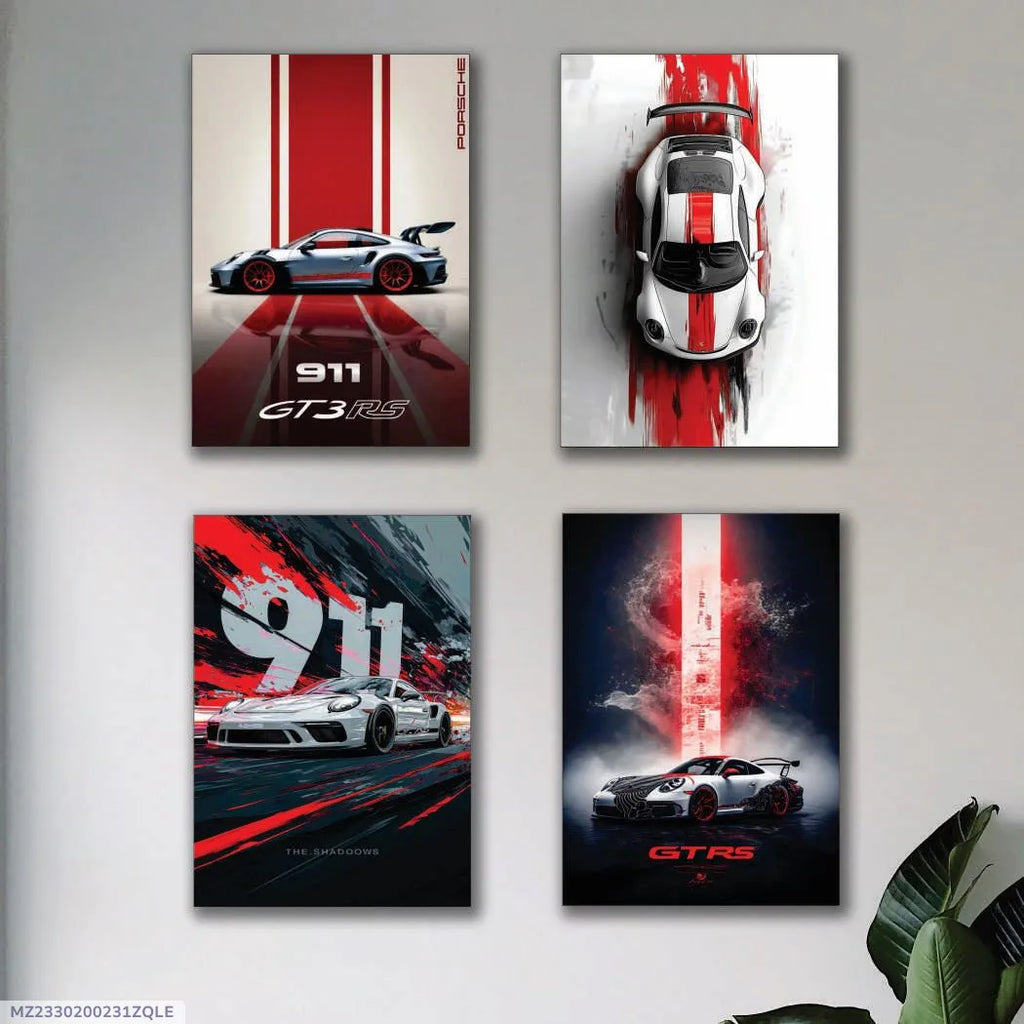 Porsche 911 Car Wall Art Paintings Set