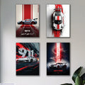 Porsche 911 Car Wall Art Paintings Set