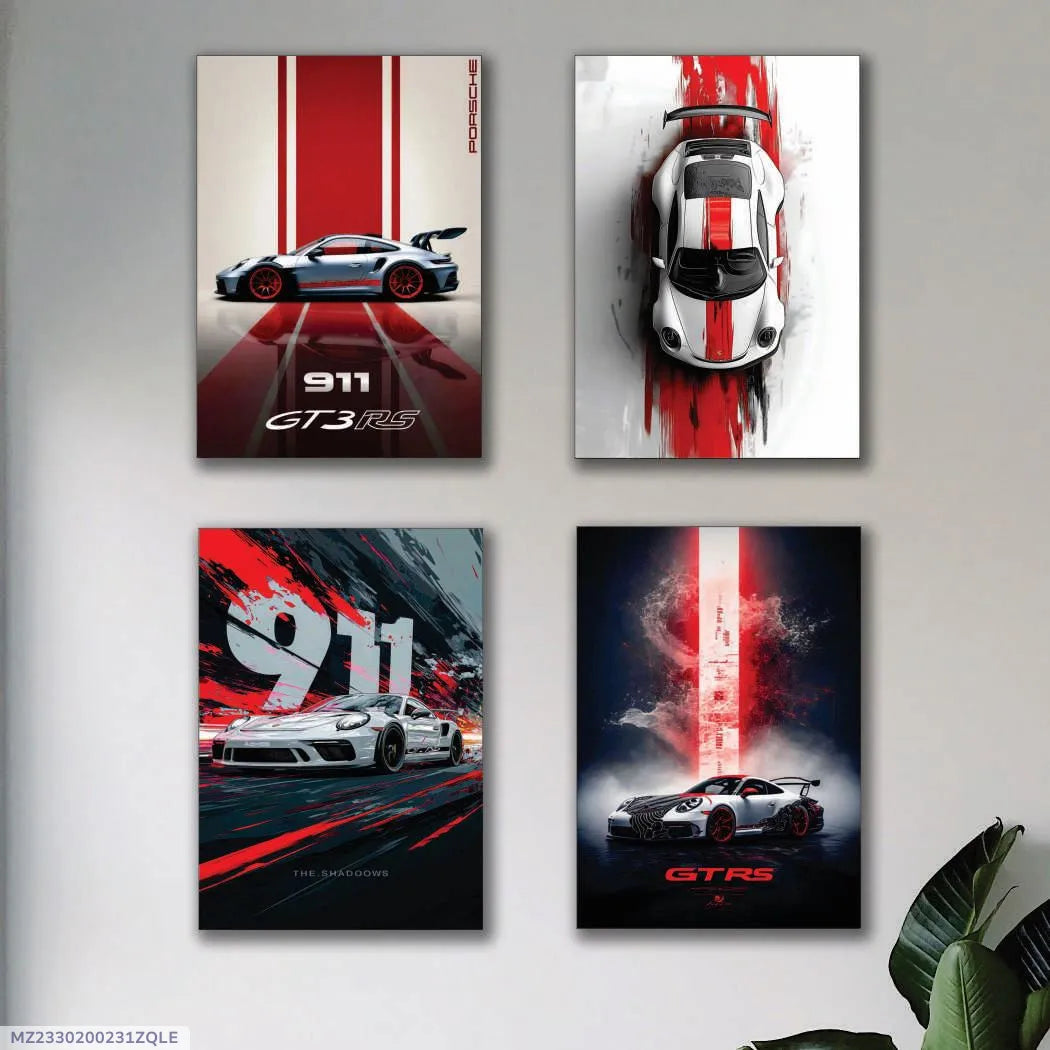 Porsche 911 Car Wall Art Paintings Set