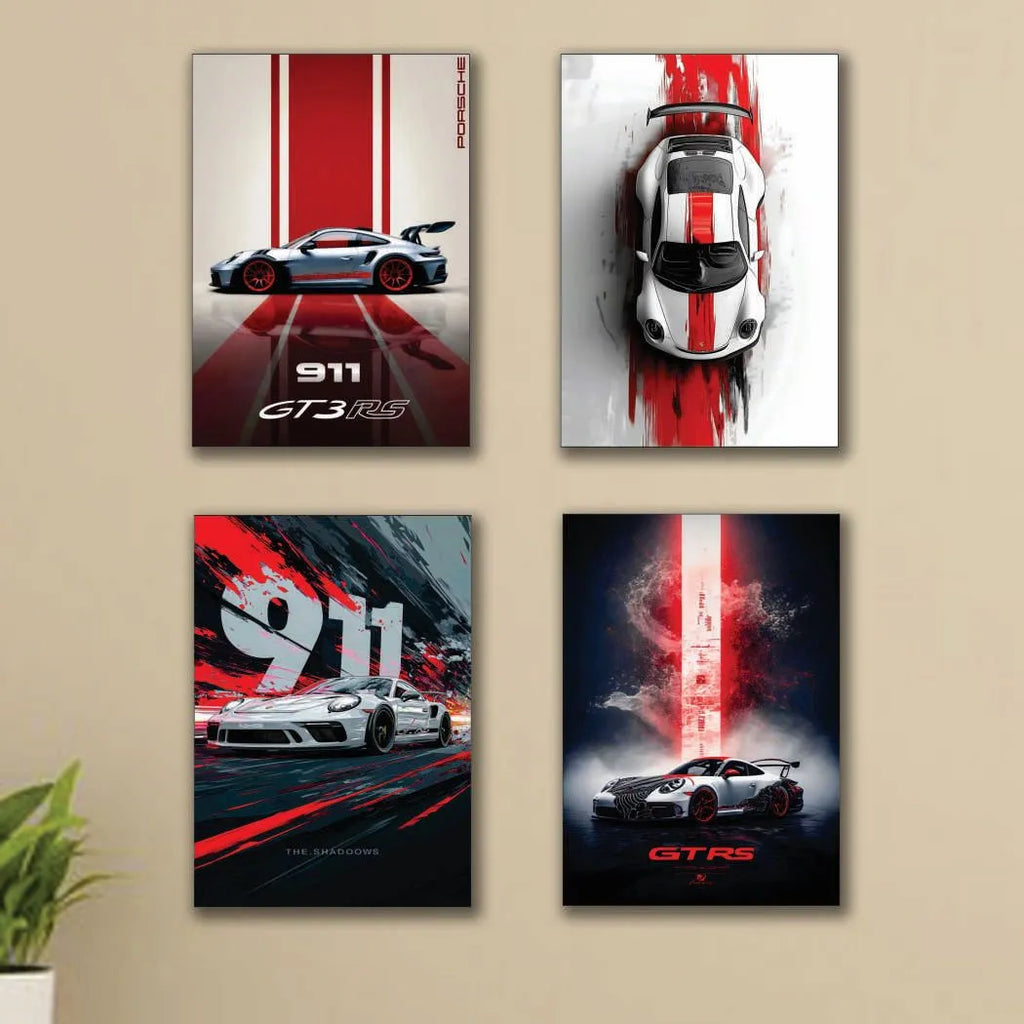 Porsche 911 Car Wall Art Paintings Set