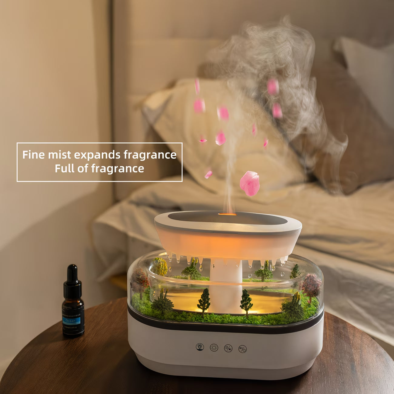BABIQT Aroma Diffuser & Humidifier – Essential Oils, 7-Color LED, Raindrop Music & Home Decor