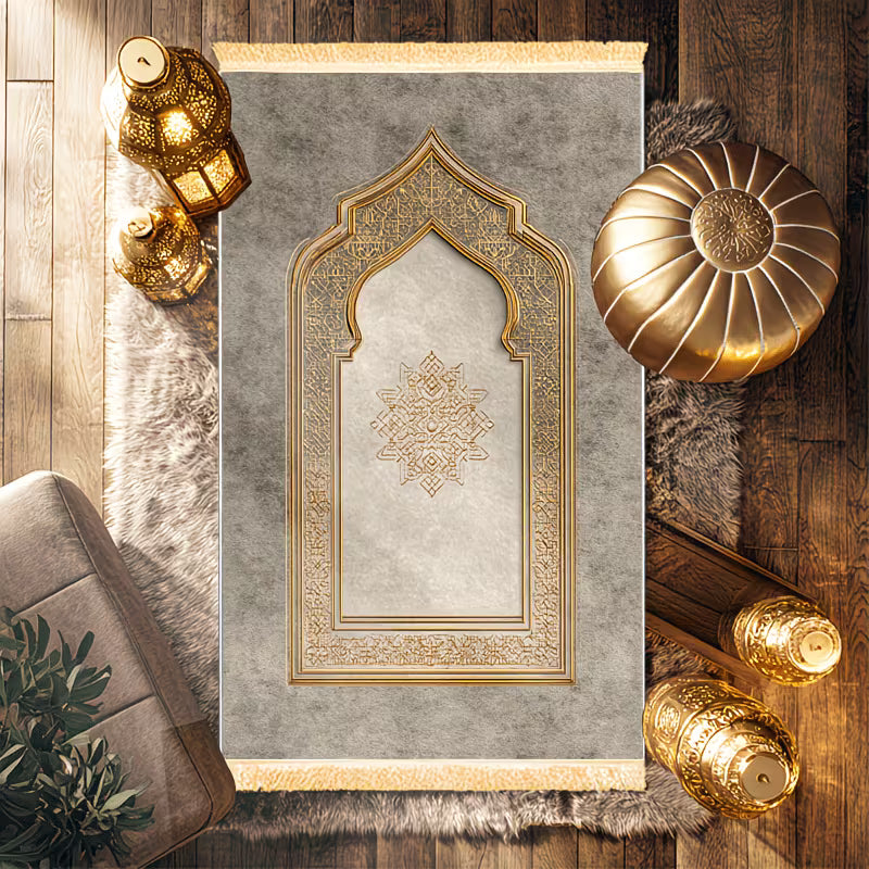 Luxury Thick Prayer Mat with Tassels – Slip-Resistant & Foldable