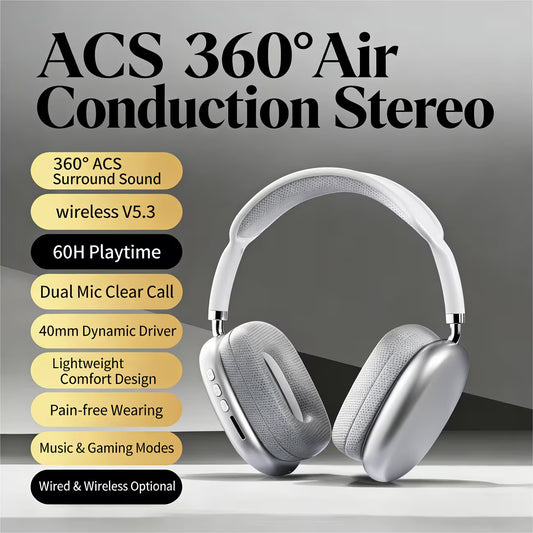 GENAI Wireless Over-Ear Headphones – 60H Battery, ANC & 360° Surround Sound