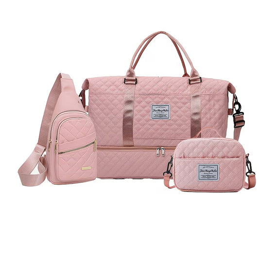 3PCS Travel & Luggage Bag Set – Large Capacity with Shoe, Makeup & Crossbody Bags